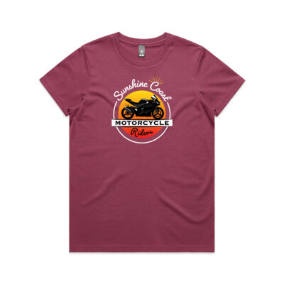 Sports Bike Sunset *Front Logo* Womens Tee Thumbnail